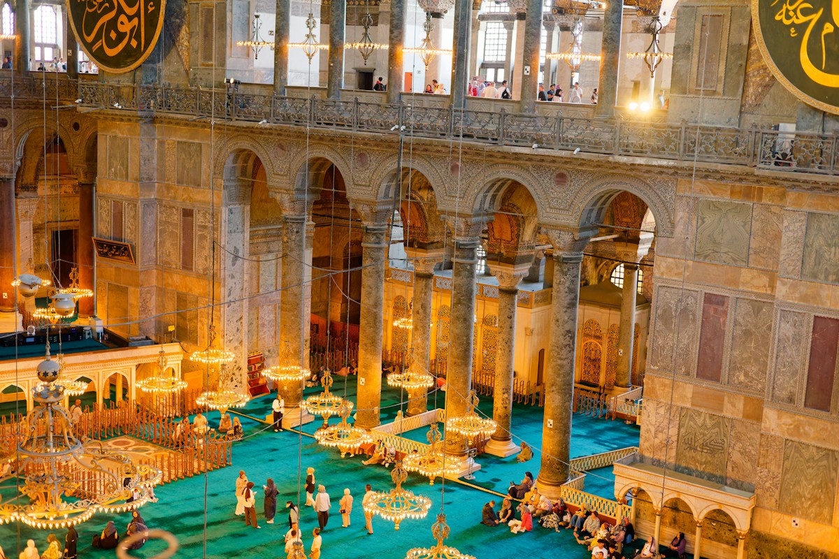 Inside the hagia sophia, istanbul, turkey.