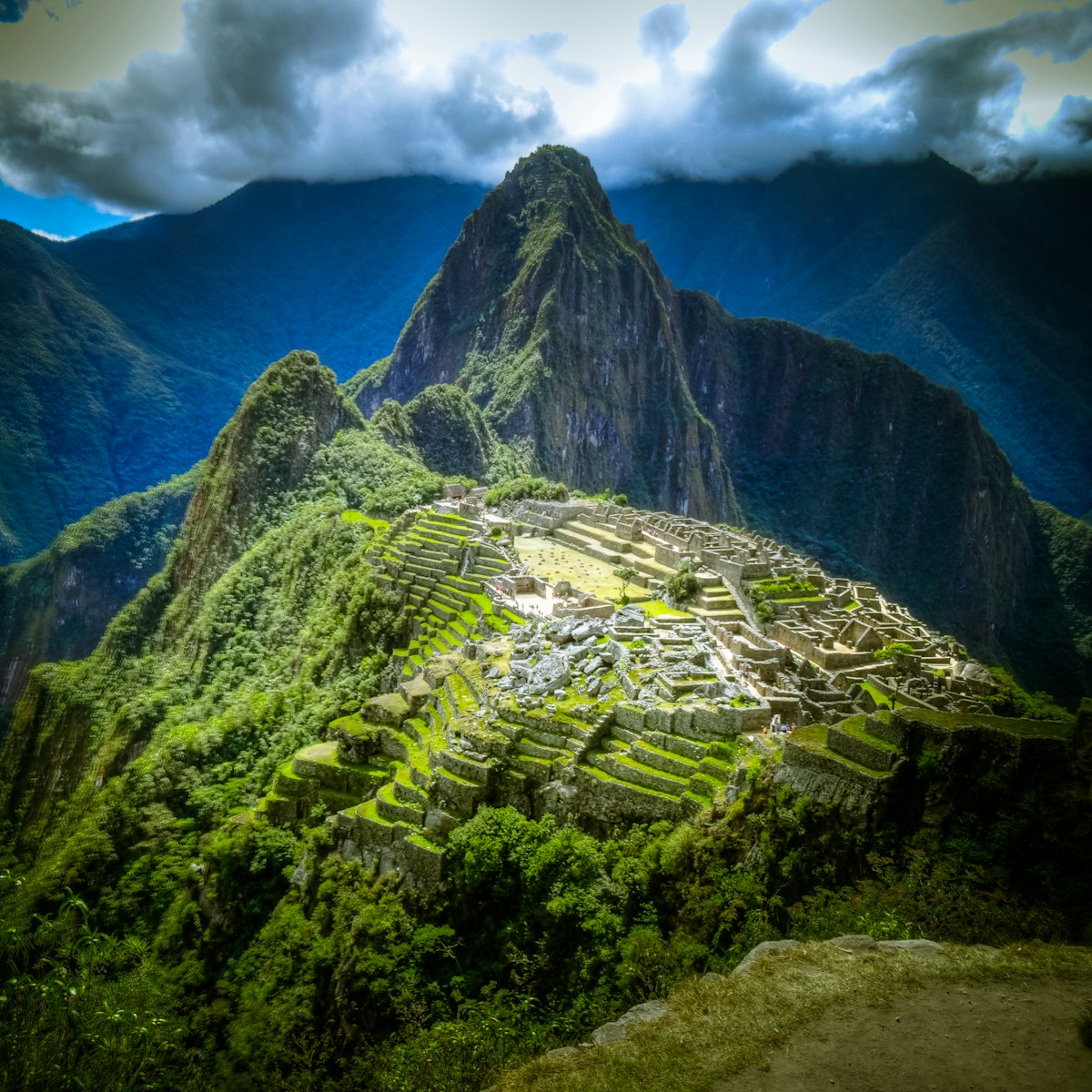 Aerial view of Machu Picchu, Aguas Calientes, Peru